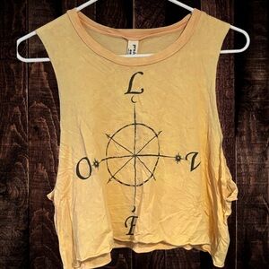 🩵 3 for $18 — Project Social T Yellow Compass Crop Top